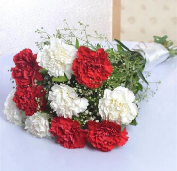 Dozen Carnation wrapped bouquet