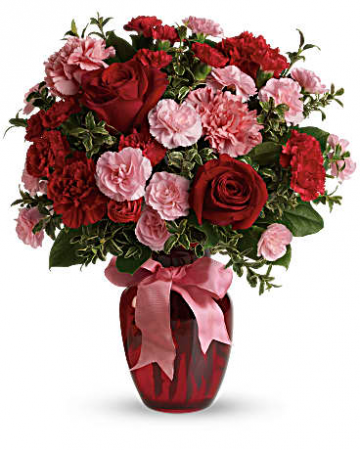 2 Dozen Carnation/Rose Decorated Vase